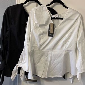 Lot of two - NWT Universal Standard x J. Crew Poplin Tie Sleeve Blouse Top Med